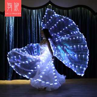 Open Back White 382 Led Isis Wing Light Up Led Dance Capes With Telescopic Stick